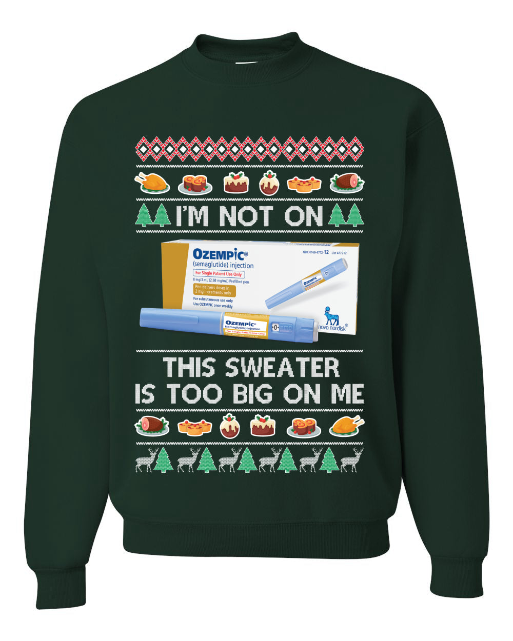 I'm Not On Ozempic This Sweat Is Too Big, , Christmas Gifts, Funny Xmas Gift Idea, Ugly Christmas Sweater Unisex Crewneck Sweatshirt