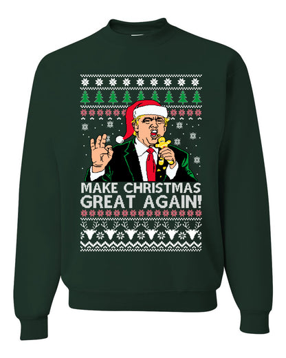 Funny Graphic Meme Ugly Unisex Christmas Crewneck Sweater Sweatshirt, Donald Trump, "Make Christmas Great Again" Ugly Christmas Sweater Unisex Crewneck Sweatshirt