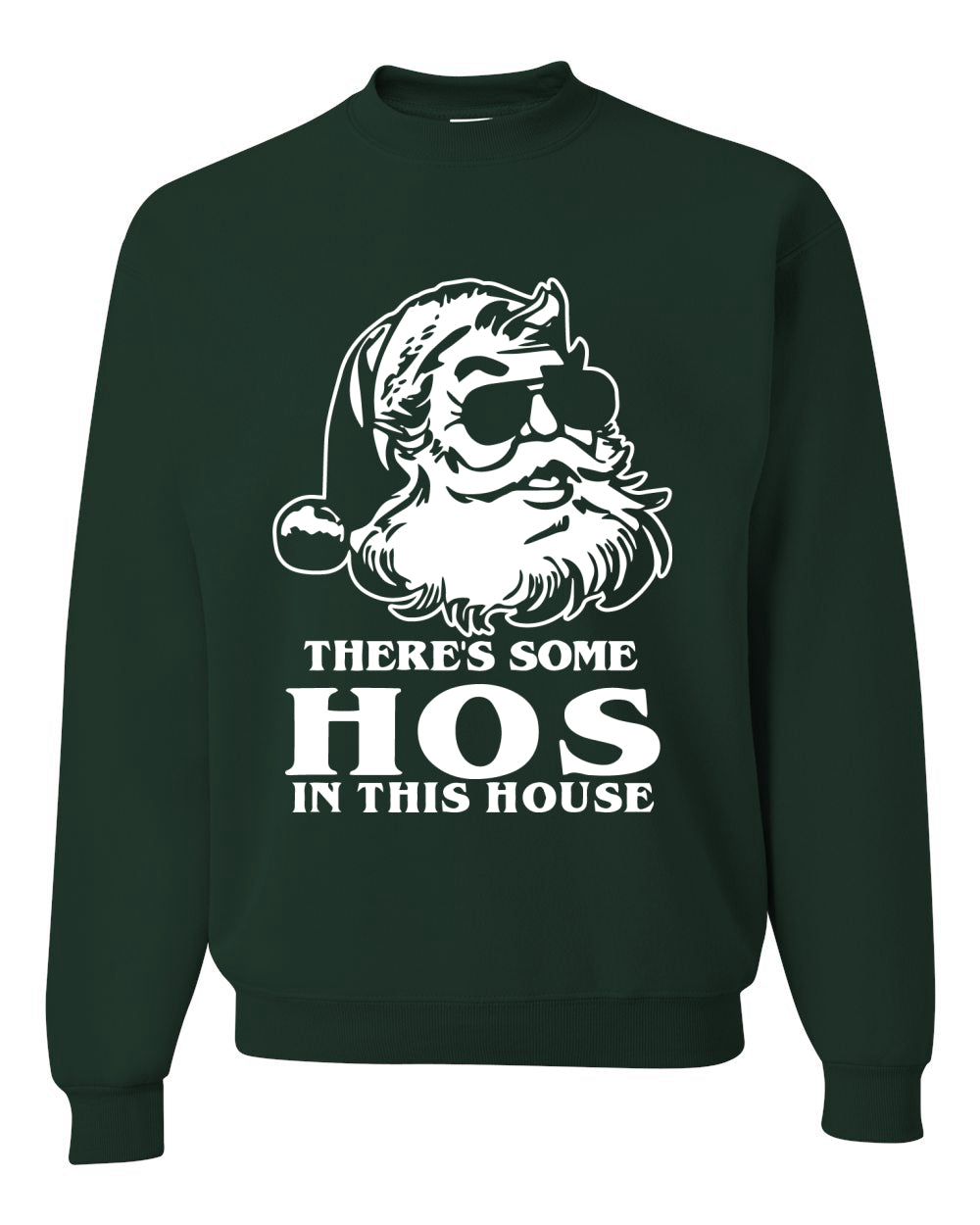 Unisex Graphic Crewneck Christmas Sweatshirt, There's Some Hos In This House Ugly Christmas Sweater Unisex Crewneck Sweatshirt
