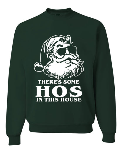 Unisex Graphic Crewneck Christmas Sweatshirt, There's Some Hos In This House Ugly Christmas Sweater Unisex Crewneck Sweatshirt