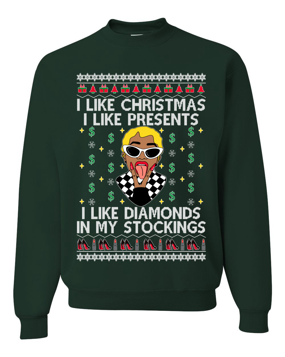 I Like Christmas, I like Presents Cardi, Christmas Gifts, Funny Xmas Gift Idea, Ugly Christmas Sweater Unisex Crewneck Sweatshirt