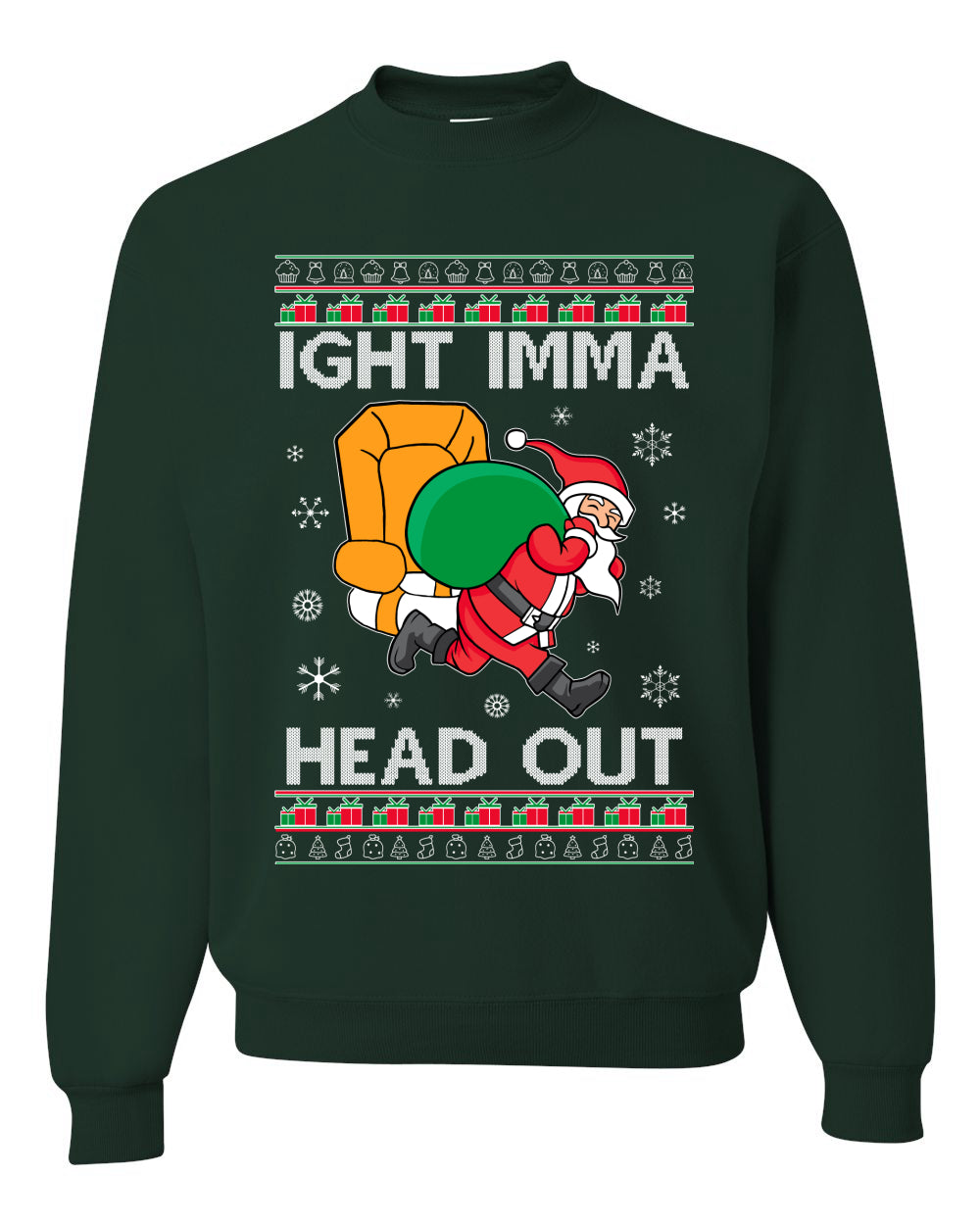 Graphic Funny Meme Ugly Christmas Crewneck Sweater Sweatshirt Ight Imma Head Out, Wild Bobby Ugly Christmas Sweater Unisex Crewneck Sweatshirt