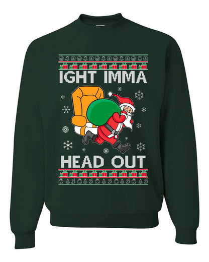 Graphic Funny Meme Ugly Christmas Crewneck Sweater Sweatshirt Ight Imma Head Out, Wild Bobby Ugly Christmas Sweater Unisex Crewneck Sweatshirt