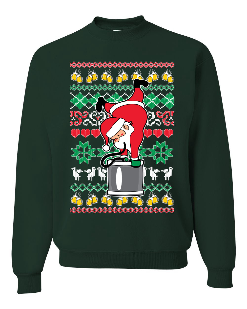 Unisex Ugly Xmas Graphic Crewneck Sweater Sweatshirt Drunk Keg Stand Beer Drinking Santa Ugly Christmas Sweater Unisex Crewneck Sweatshirt