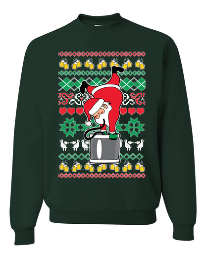 Unisex Ugly Xmas Graphic Crewneck Sweater Sweatshirt Drunk Keg Stand Beer Drinking Santa Ugly Christmas Sweater Unisex Crewneck Sweatshirt