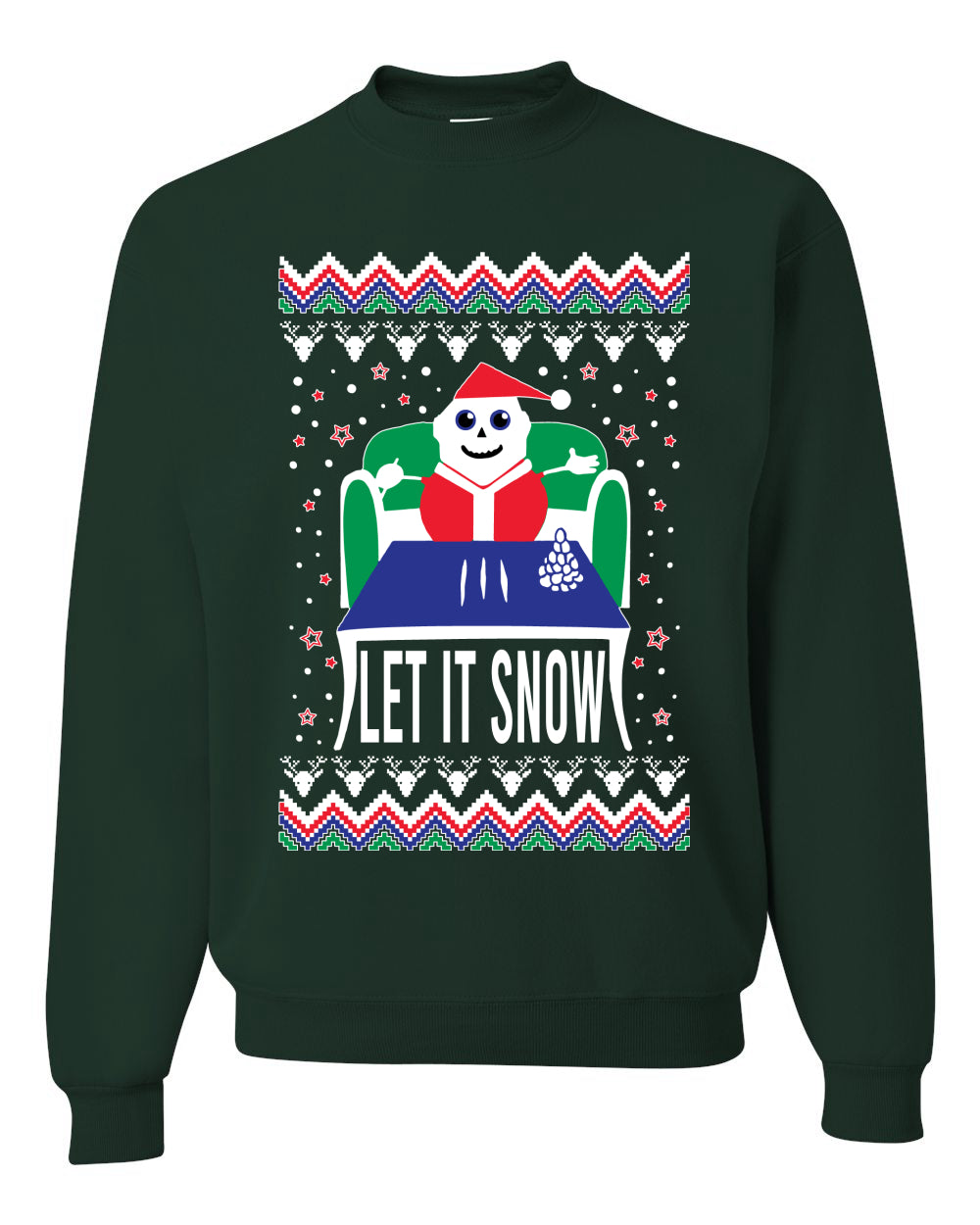 Unisex Graphic Ugly Merry Xmas Sweater Crewneck Sweatshirt Let It Snow Cocaine Santa  Ugly Christmas Sweater Unisex Crewneck Sweatshirt