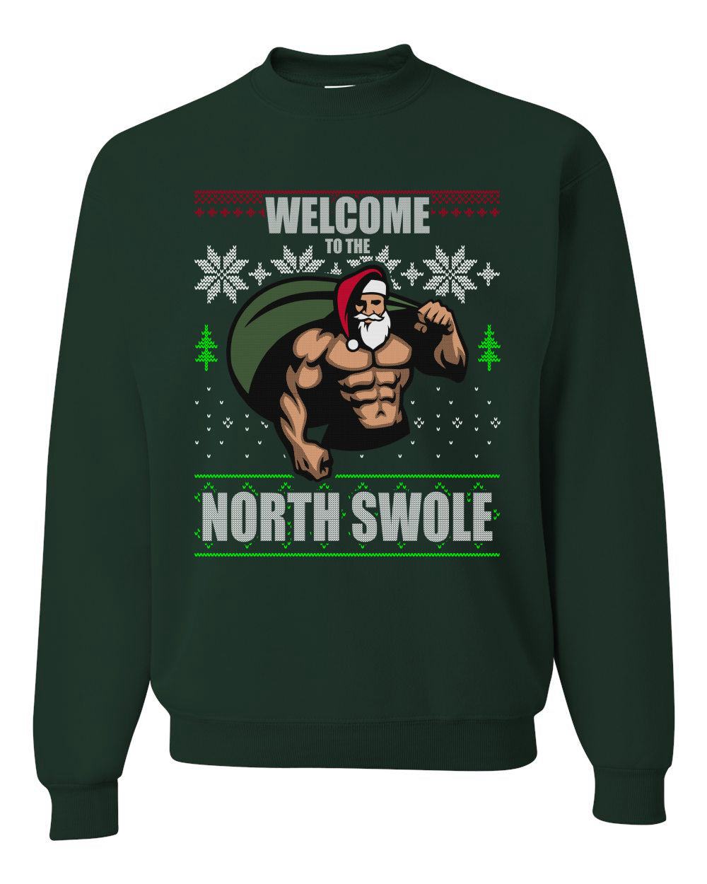 Ugly Unisex Crewneck Christmas Sweater Sweatshirt "Merry Liftmas!" Santa Fitness Workout Gym Swole Gift, Group 2 Design Ugly Christmas Sweater Unisex Crewneck Sweatshirt