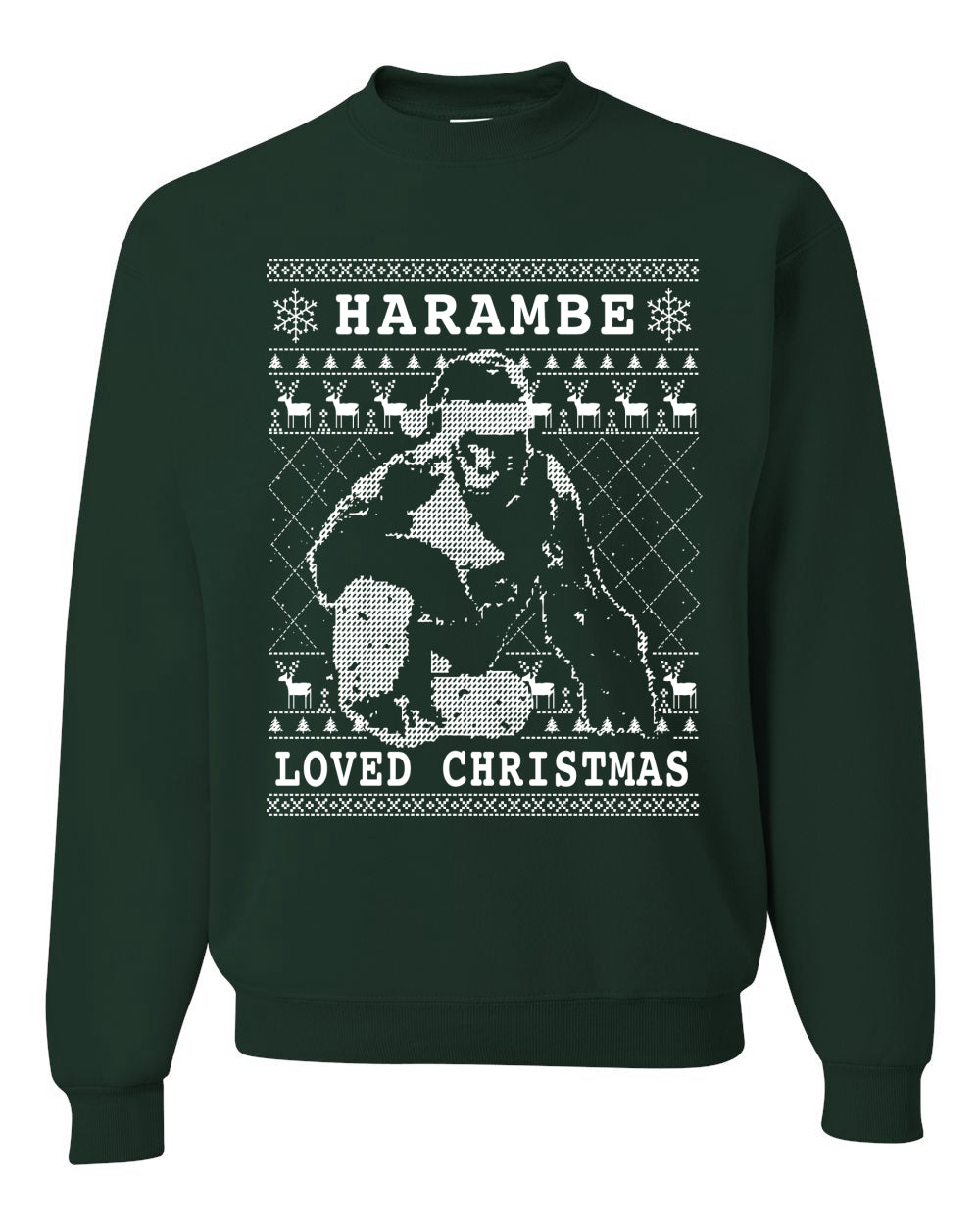 Ugly Christmas Graphic Hoodie Sweater Sweatshirt Harambe Loved Christmas Funny Meme Holiday Gorilla  Ugly Christmas Sweater Unisex Crewneck Sweatshirt