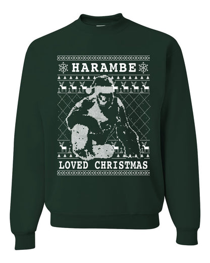 Ugly Christmas Graphic Hoodie Sweater Sweatshirt Harambe Loved Christmas Funny Meme Holiday Gorilla  Ugly Christmas Sweater Unisex Crewneck Sweatshirt