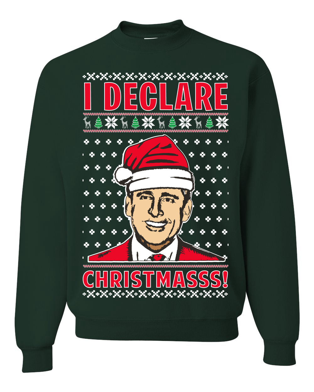 Unisex Ugly Xmas Graphic Crewneck Sweater Sweatshirt Office TV Michael Scott I Declare Christmasss Ugly Christmas Sweater Unisex Crewneck Sweatshirt