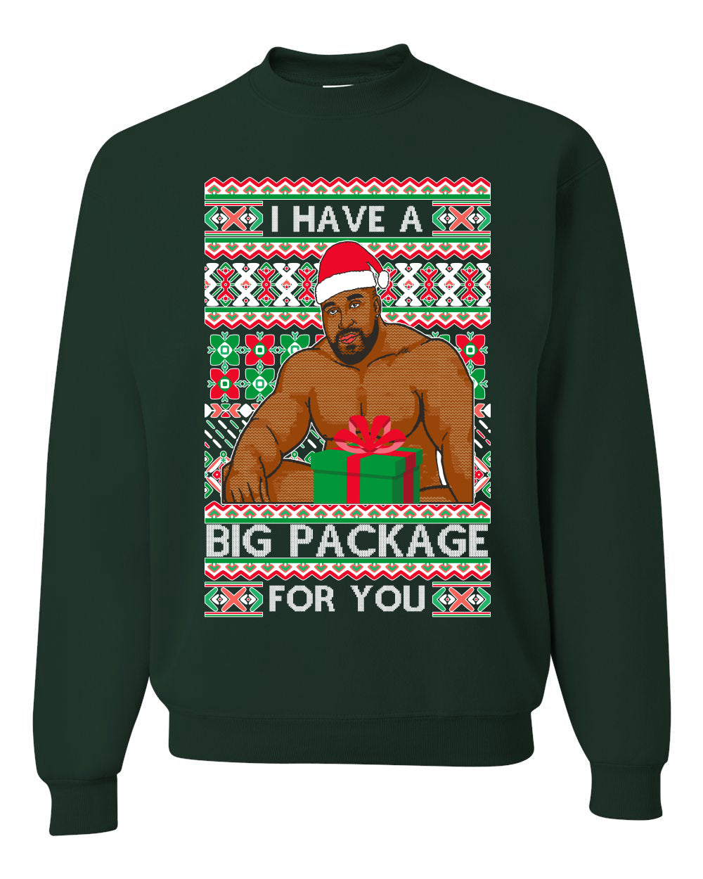 Meme Christmas Ugly Sweater Barry Wood I have a Big Package Ugly Christmas Sweater Unisex Crewneck Sweatshirt