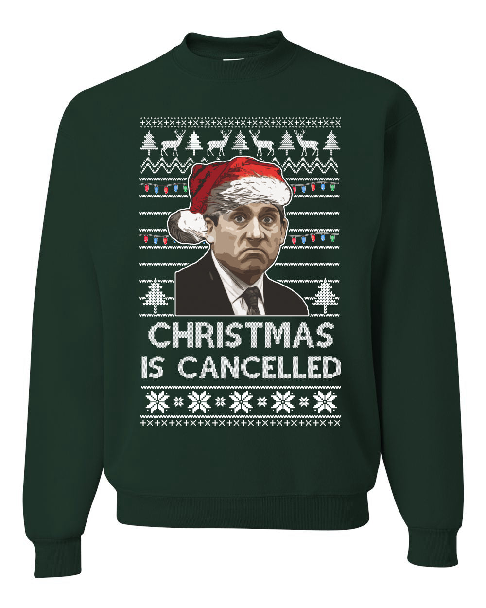Men's Ugly Sweater for Christmas Long Sleeve Shirt Michael Scott Office "Christmas Is Cancelled" Ugly Christmas Sweater Unisex Crewneck Sweatshirt