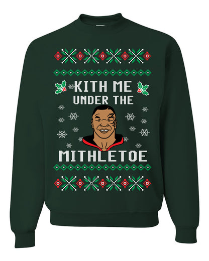 Unisex Tyson Lisp Funny Ugly Christmas Sweatshirt Crewneck "Kith Me Under The Mithletoe" Ugly Christmas Sweater Unisex Crewneck Sweatshirt