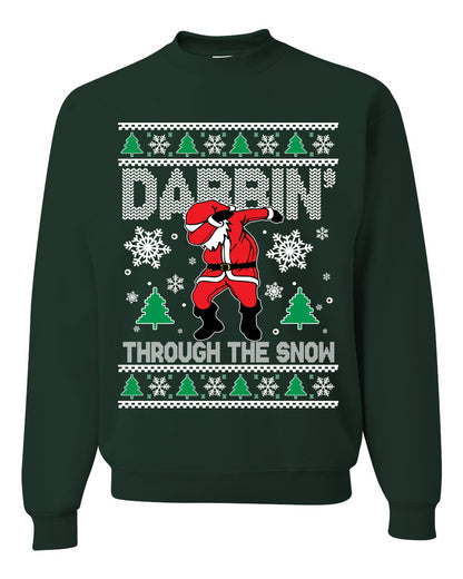 Crewneck Ugly Holiday Unisex Sweater Sweatshirt, Dabbing Through The Snow, Wild Bobby Ugly Christmas Sweater Unisex Crewneck Sweatshirt