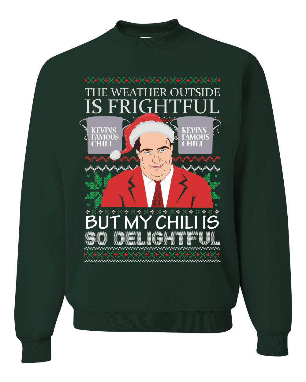 Ugly Christmas Crewneck Sweater Graphic Sweatshirt Unisex Kevin's Famous Chili is So Delightful, Wild Bobby  Ugly Christmas Sweater Unisex Crewneck Sweatshirt