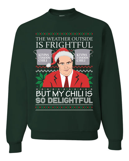 Ugly Christmas Crewneck Sweater Graphic Sweatshirt Unisex Kevin's Famous Chili is So Delightful, Wild Bobby  Ugly Christmas Sweater Unisex Crewneck Sweatshirt