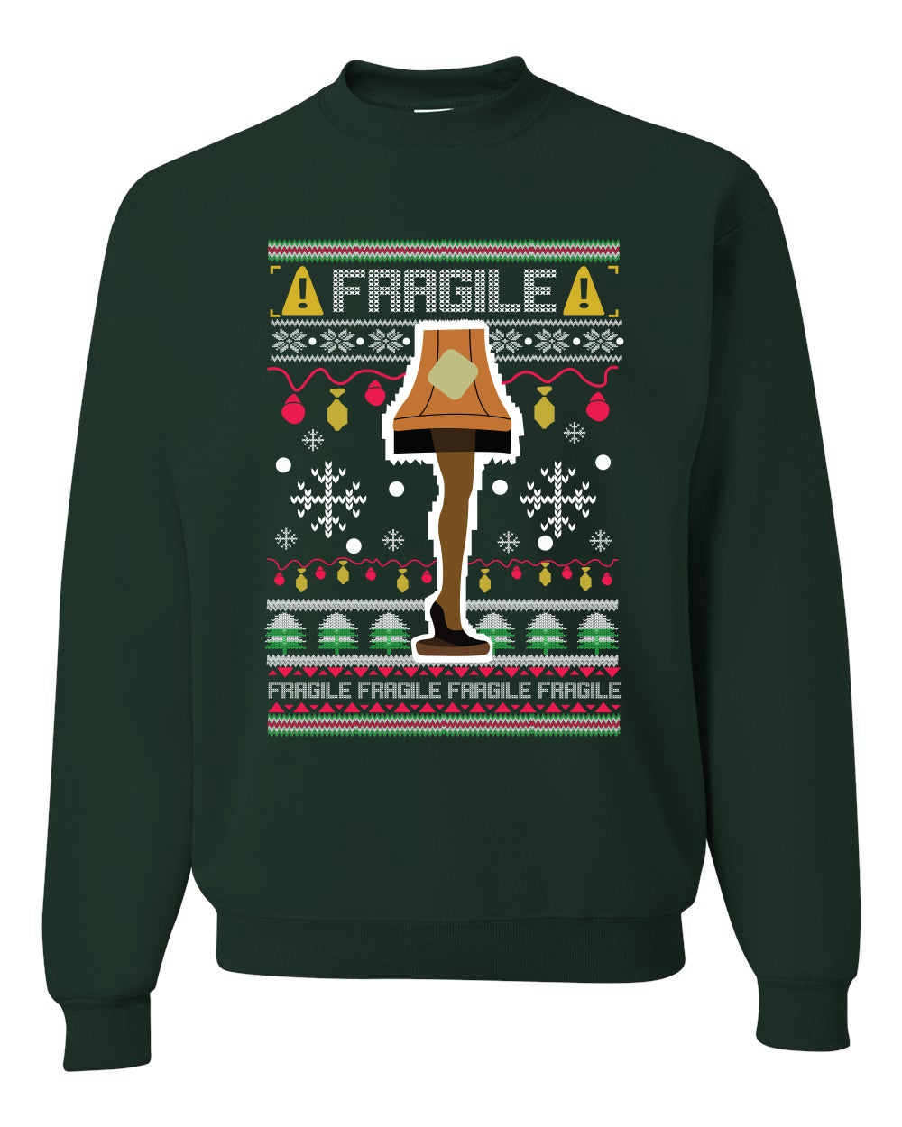 Men's Funny Ugly Xmas Holiday Sweater Long Sleeves Wild Bobby's Fragile Leg Lamp Ugly Christmas Sweater Unisex Crewneck Sweatshirt