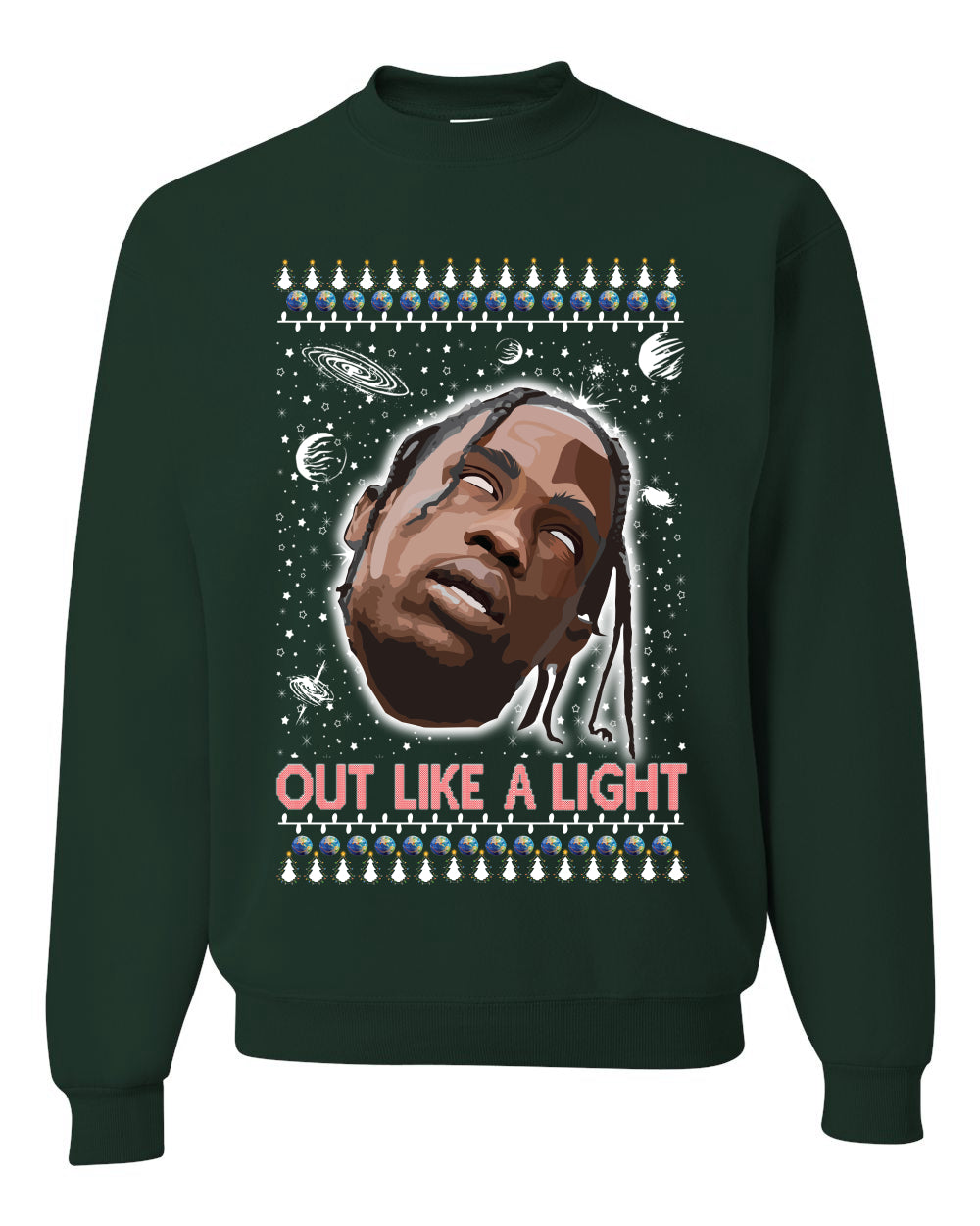 Out Like a Light, Christmas Gifts, Funny Xmas Gift Idea, Ugly Christmas Sweater Unisex Crewneck Sweatshirt
