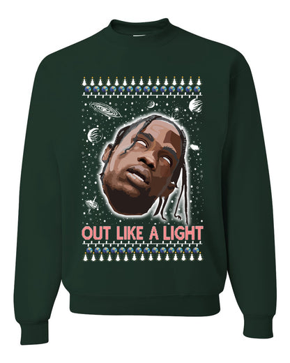 Out Like a Light, Christmas Gifts, Funny Xmas Gift Idea, Ugly Christmas Sweater Unisex Crewneck Sweatshirt