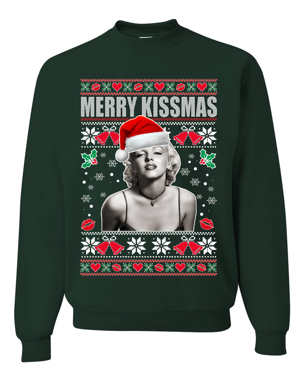 Merry Kissmas Marilyn Monroe, Christmas Gifts, Funny Xmas Gift Idea, Ugly Christmas Sweater Unisex Crewneck Sweatshirt
