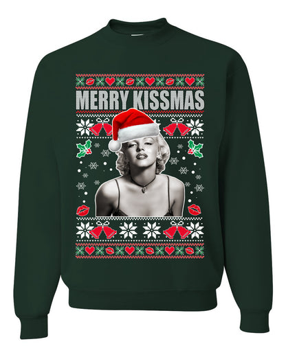Merry Kissmas Marilyn Monroe, Christmas Gifts, Funny Xmas Gift Idea, Ugly Christmas Sweater Unisex Crewneck Sweatshirt