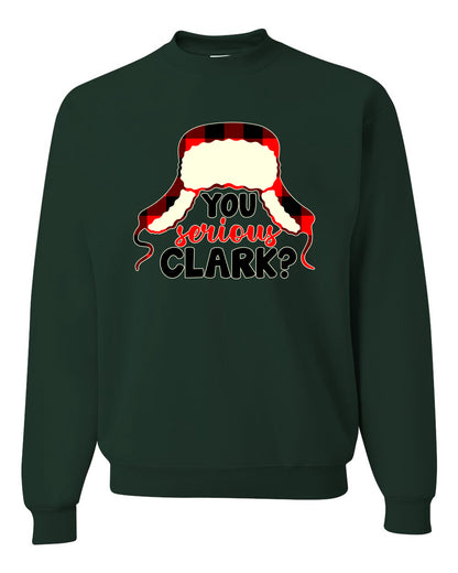 Women's Christmas Top Scoop Long Sleeve, You Serious Clark? Wild Bobby Ugly Christmas Sweater Unisex Crewneck Sweatshirt