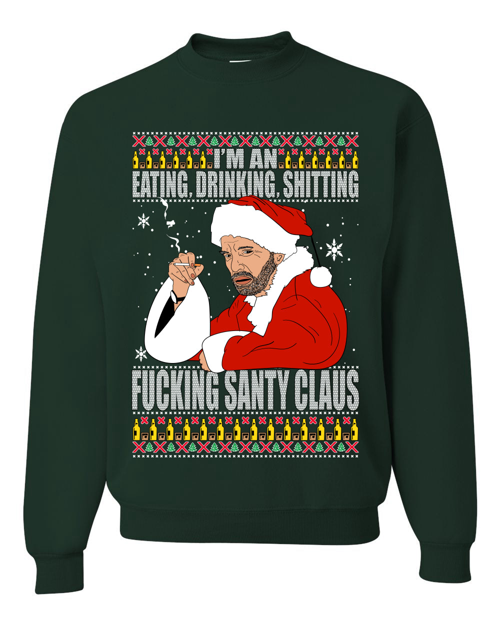 Bad Santa Fucking Santy Claus, Christmas Gifts, Funny Xmas Gift Idea, Ugly Christmas Sweater Unisex Crewneck Sweatshirt