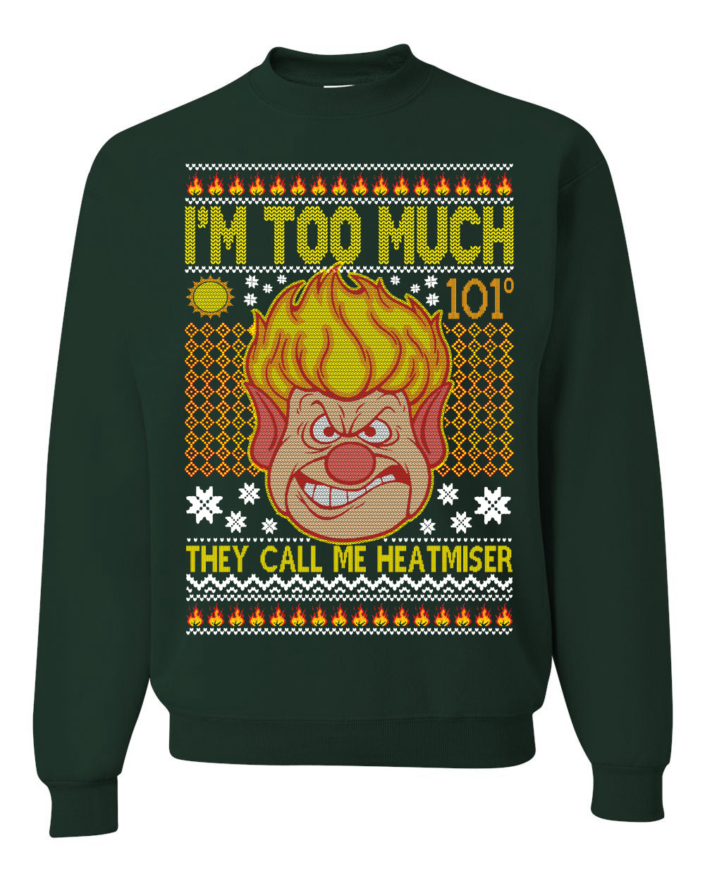 Unisex Graphic Ugly Xmas Graphic Crewneck Sweater They Call Me Heatmeiser I'm Too Much Merry Sweatshirt Ugly Christmas Sweater Unisex Crewneck Sweatshirt