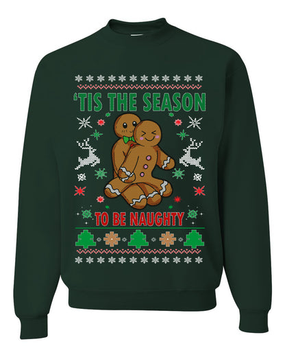 Graphic Ugly Christmas Hoodie Sweater Sweatshirt Tis' The Season To Be Naughty Ugly Christmas Sweater Unisex Crewneck Sweatshirt
