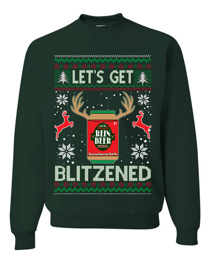 Men's Ugly Sweater for Christmas Holidays Long Sleeve Shirt Wild Bobby Let's Get Blitzened Rein Beer Ugly Christmas Sweater Unisex Crewneck Sweatshirt