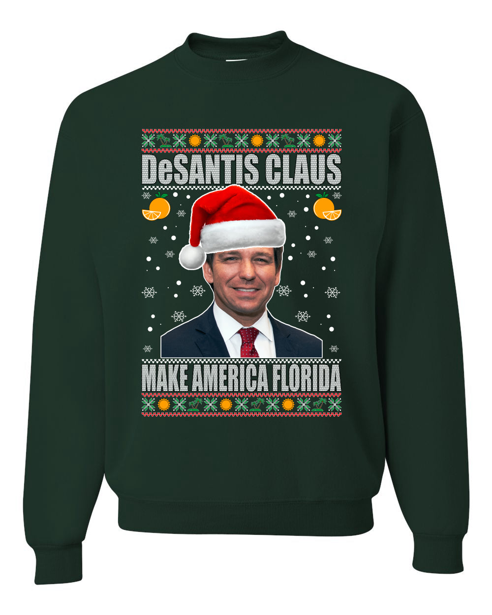 Men's Ugly Christmas Tri Blend Premium T-Shirt, Desantis Claus Ugly Christmas Sweater Unisex Crewneck Sweatshirt