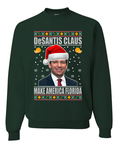 Men's Ugly Christmas Tri Blend Premium T-Shirt, Desantis Claus Ugly Christmas Sweater Unisex Crewneck Sweatshirt