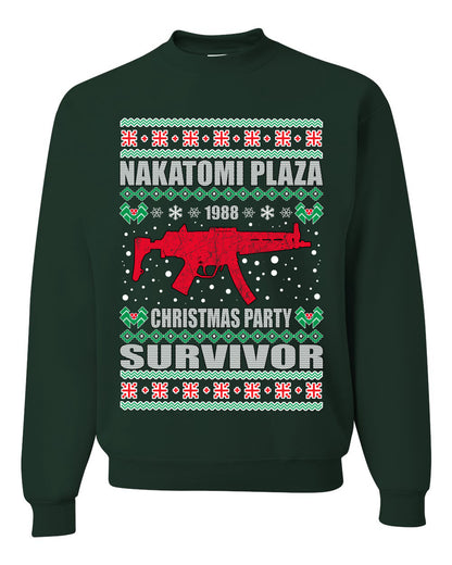 Men's Ugly Long Sleeve Shirt for Christmas Nakatomi Plaza Christmas Party Survivor Ugly Christmas Sweater Unisex Crewneck Sweatshirt