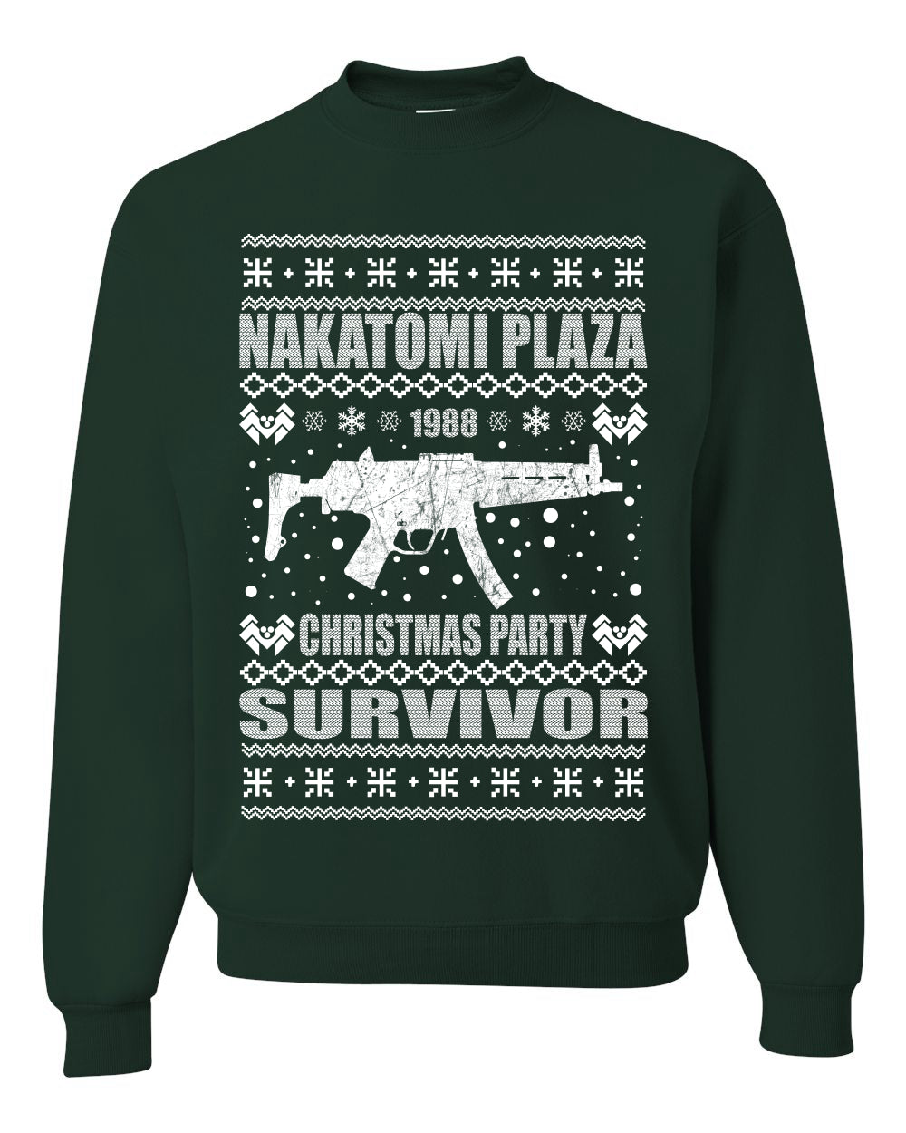 Ugly Xmas Crewneck Sweater Graphic Sweatshirt Unisex Nakatomi Plaza Christmas Party Survivor 1988 Ugly Christmas Sweater Unisex Crewneck Sweatshirt