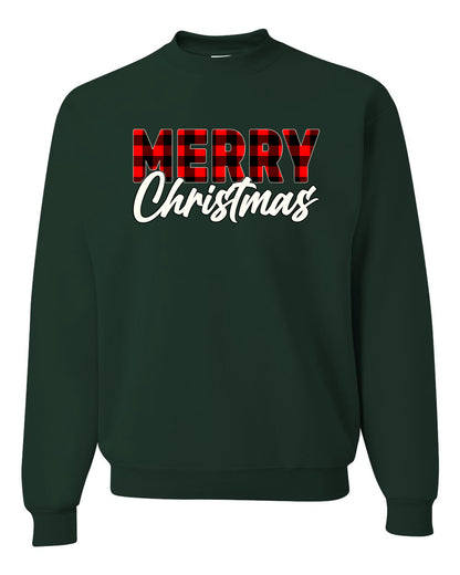 Men's Christmas Graphic TShirt, Plaid, Merry Christmas Buffalo  Ugly Christmas Sweater Unisex Crewneck Sweatshirt