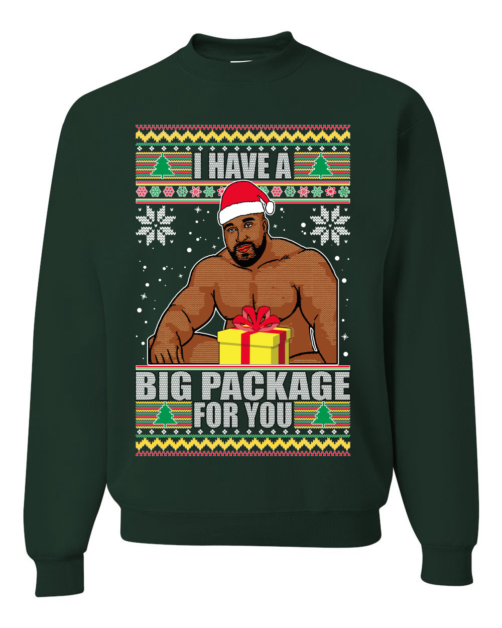 Graphic Meme Ugly Christmas Crewneck Sweater Sweatshirt "I Have A Big Package" Ugly Christmas Sweater Unisex Crewneck Sweatshirt