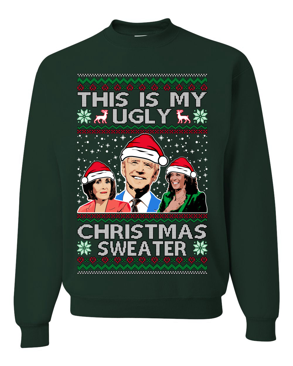 Men's Graphic Ugly Xmas Sweater, This is My Ugly Christmas Sweater, Anti Democrat Biden Kamala Pelosi, Wild Bobby  Ugly Christmas Sweater Unisex Crewneck Sweatshirt