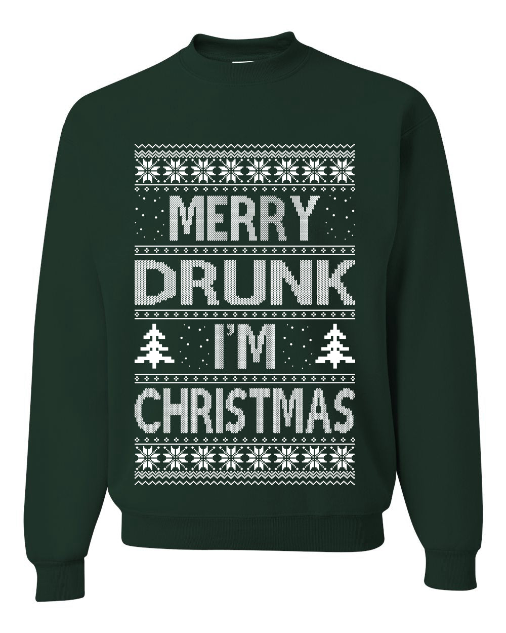 Unisex Graphic Funny Ugly Xmas Sweater Crewneck Sweatshirt, Merry Drunk I'm Christmas, Wine Beer  Drinking, Shark & Hammer Ugly Christmas Sweater Unisex Crewneck Sweatshirt