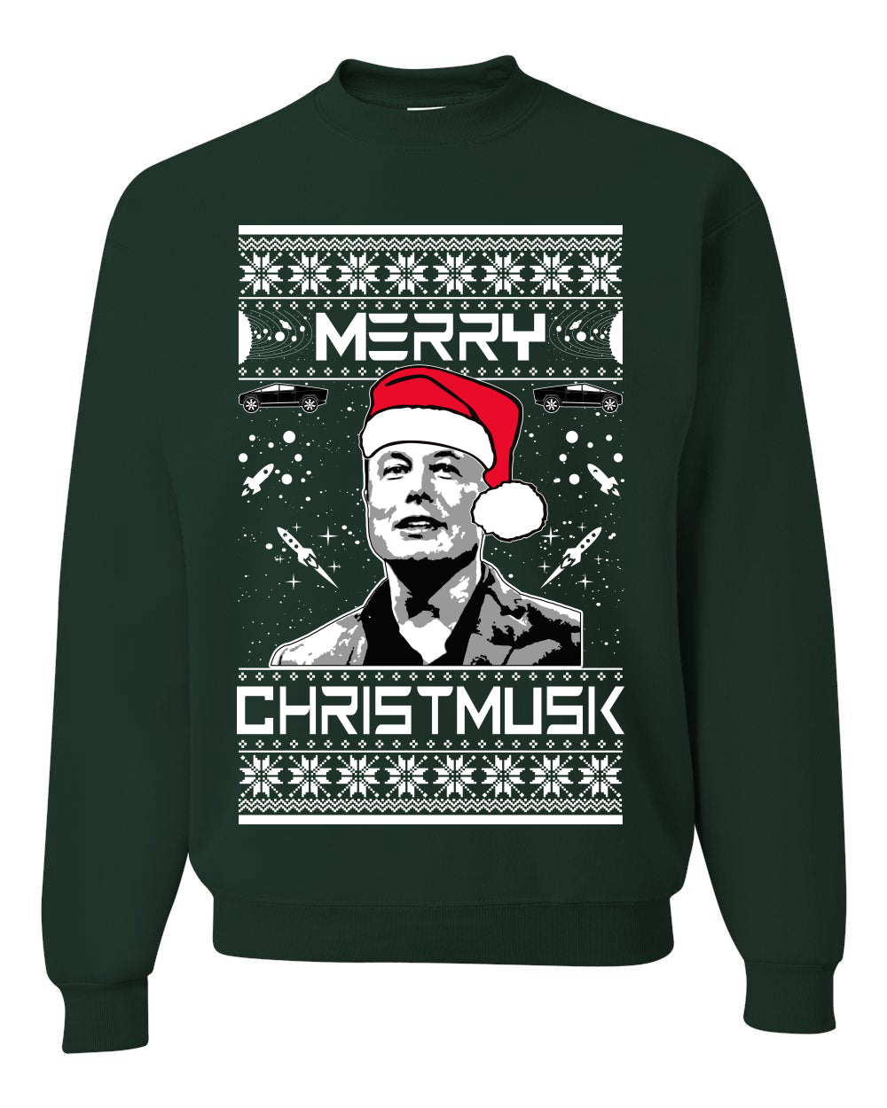 Elon Musk Meme Merry Christmusk Crewneck Unisex Ugly Xmas Sweatshirt Sweater Ugly Christmas Sweater Unisex Crewneck Sweatshirt