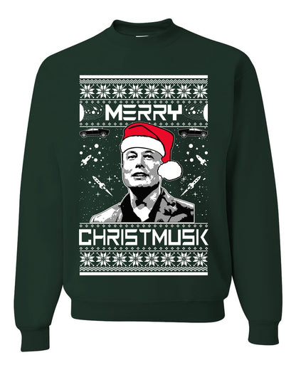 Elon Musk Meme Merry Christmusk Crewneck Unisex Ugly Xmas Sweatshirt Sweater Ugly Christmas Sweater Unisex Crewneck Sweatshirt