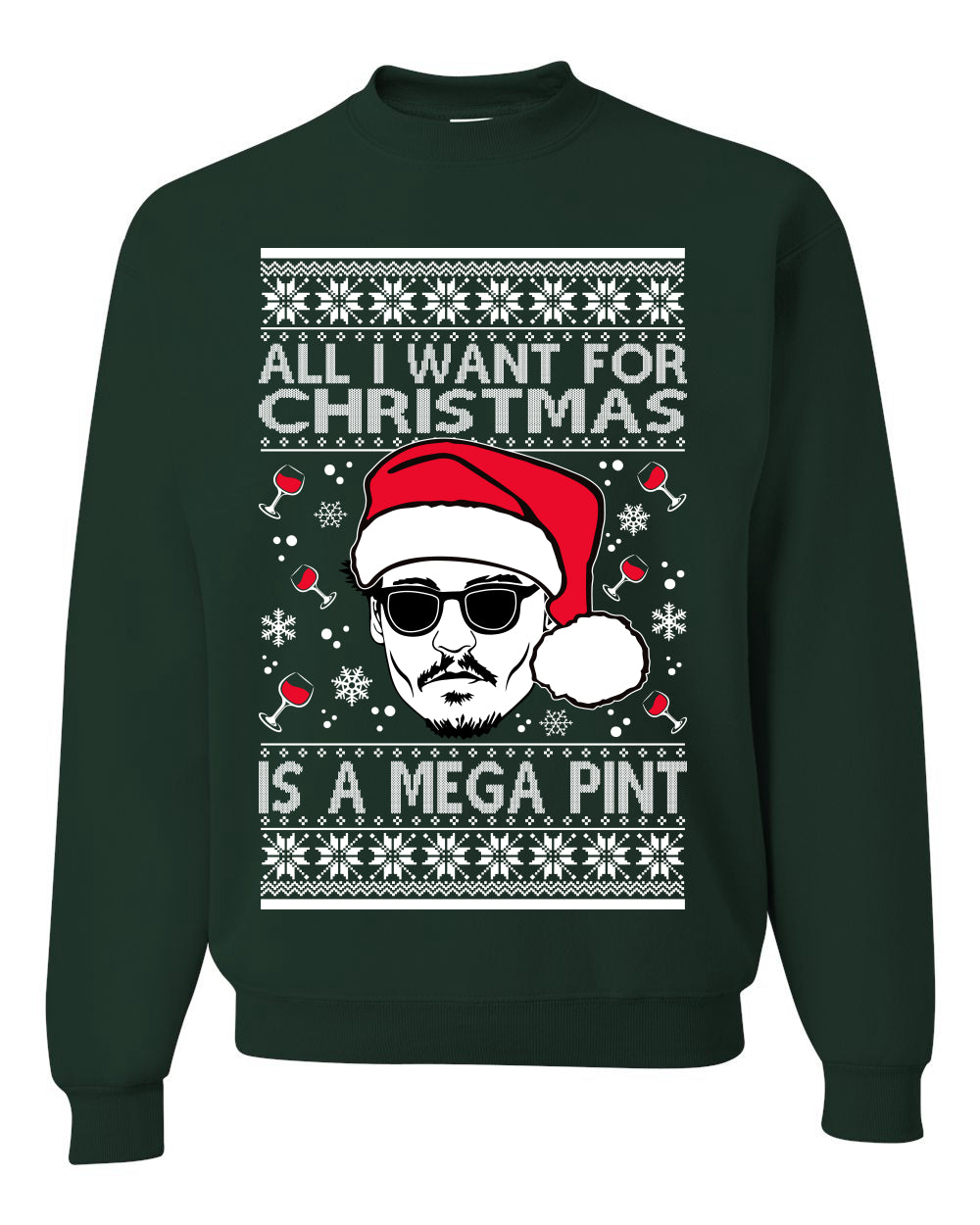 Unisex Graphic Crewneck Sweatshirt All I Want For Christmas is a Mega Ugly Xmas Sweater Wild Bobby Johnny D  Ugly Christmas Sweater Unisex Crewneck Sweatshirt