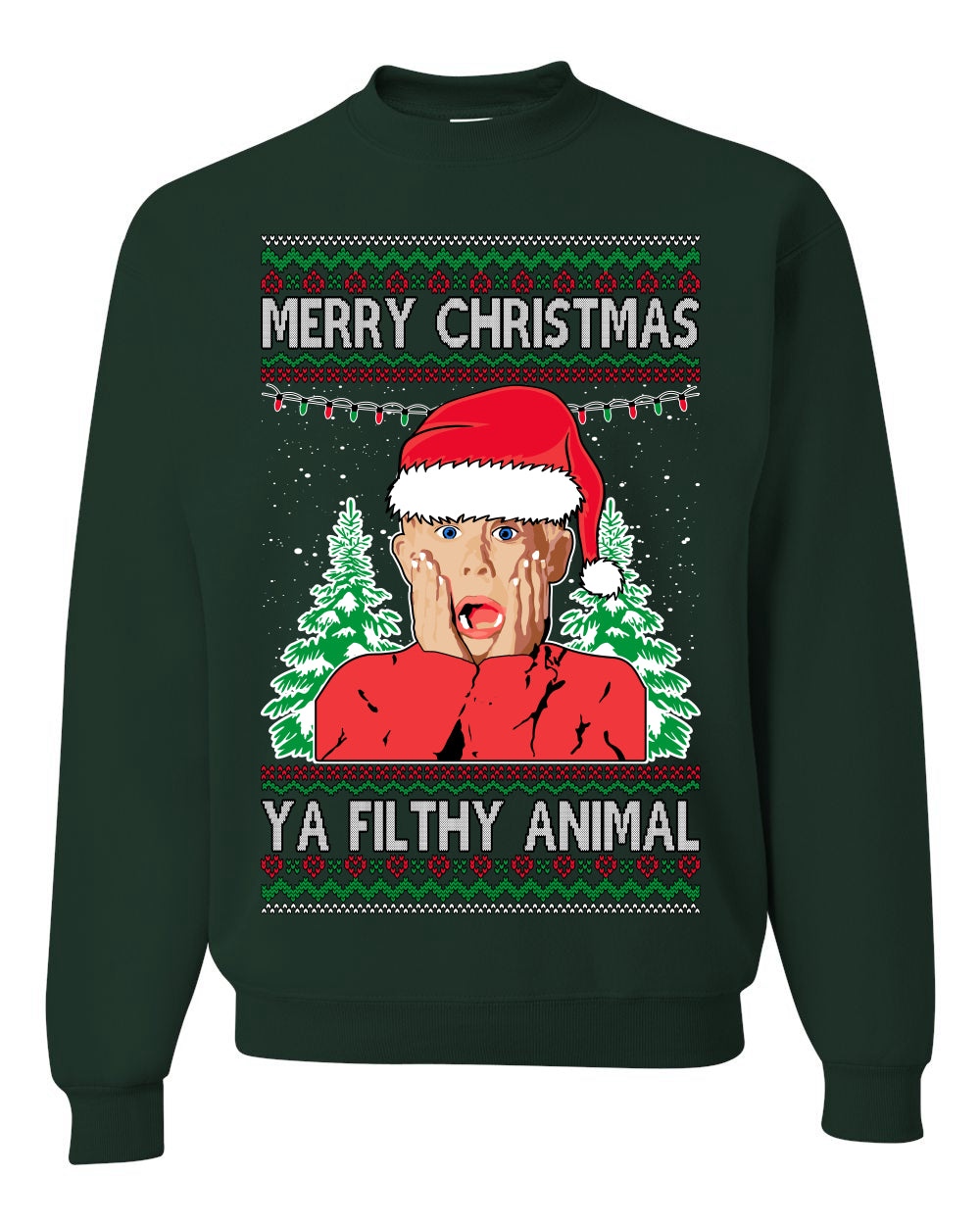 Ugly Unisex Crewneck Sweater Merry Christmas Home Alone Kid Ugly Christmas Sweater Unisex Crewneck Sweatshirt