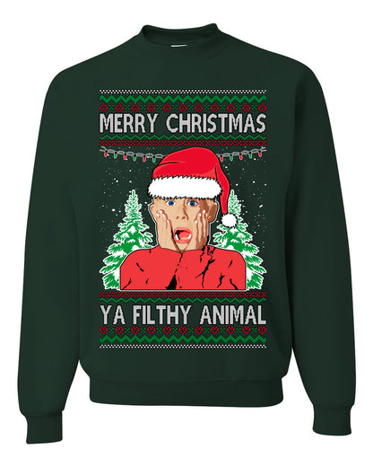 Ugly Unisex Crewneck Sweater Merry Christmas Home Alone Kid Ugly Christmas Sweater Unisex Crewneck Sweatshirt