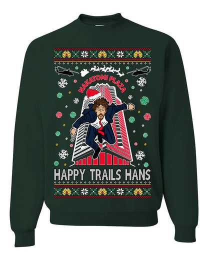 Crewneck Ugly Holiday Unisex Sweater Sweatshirt Nakatomi Plaza Happy Trails Hans Ugly Christmas Sweater Unisex Crewneck Sweatshirt