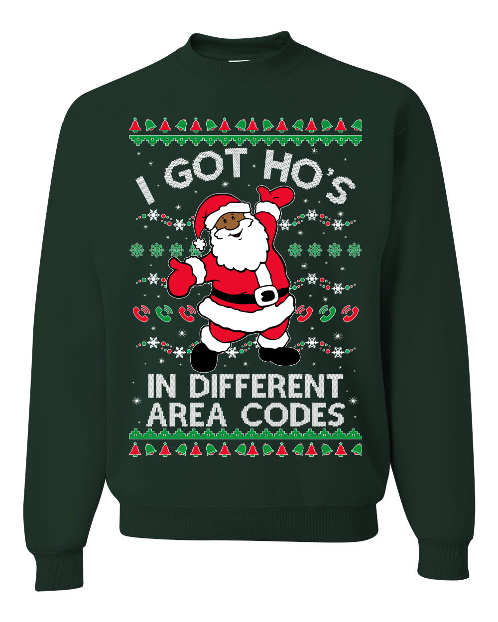 I Got Ho's in Different Area Codes, Black Santa Claus, Shark & Hammer, Premium Ugly Christmas Graphic Hoodie Sweater Sweatshirt Ugly Christmas Sweater Unisex Crewneck Sweatshirt