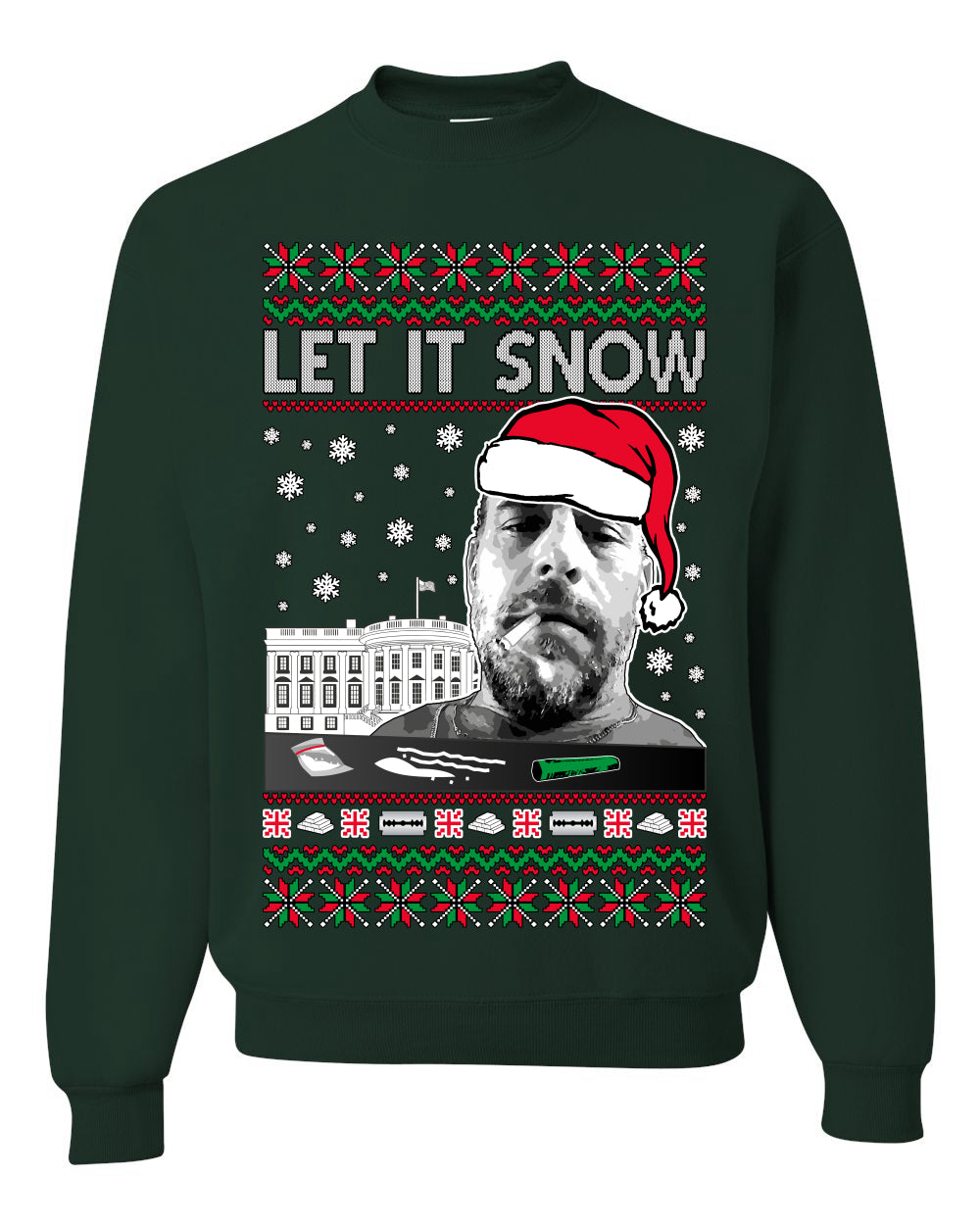 Hunter Let It Snow Biden , Merry Christmas Tee, Ugly Christmas,  Sweater Unisex Crewneck Sweatshirt