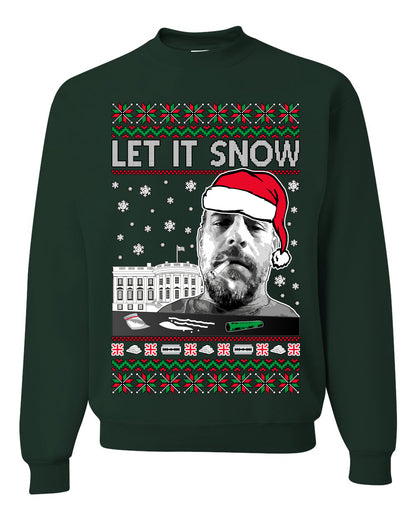 Hunter Let It Snow Biden , Merry Christmas Tee, Ugly Christmas,  Sweater Unisex Crewneck Sweatshirt