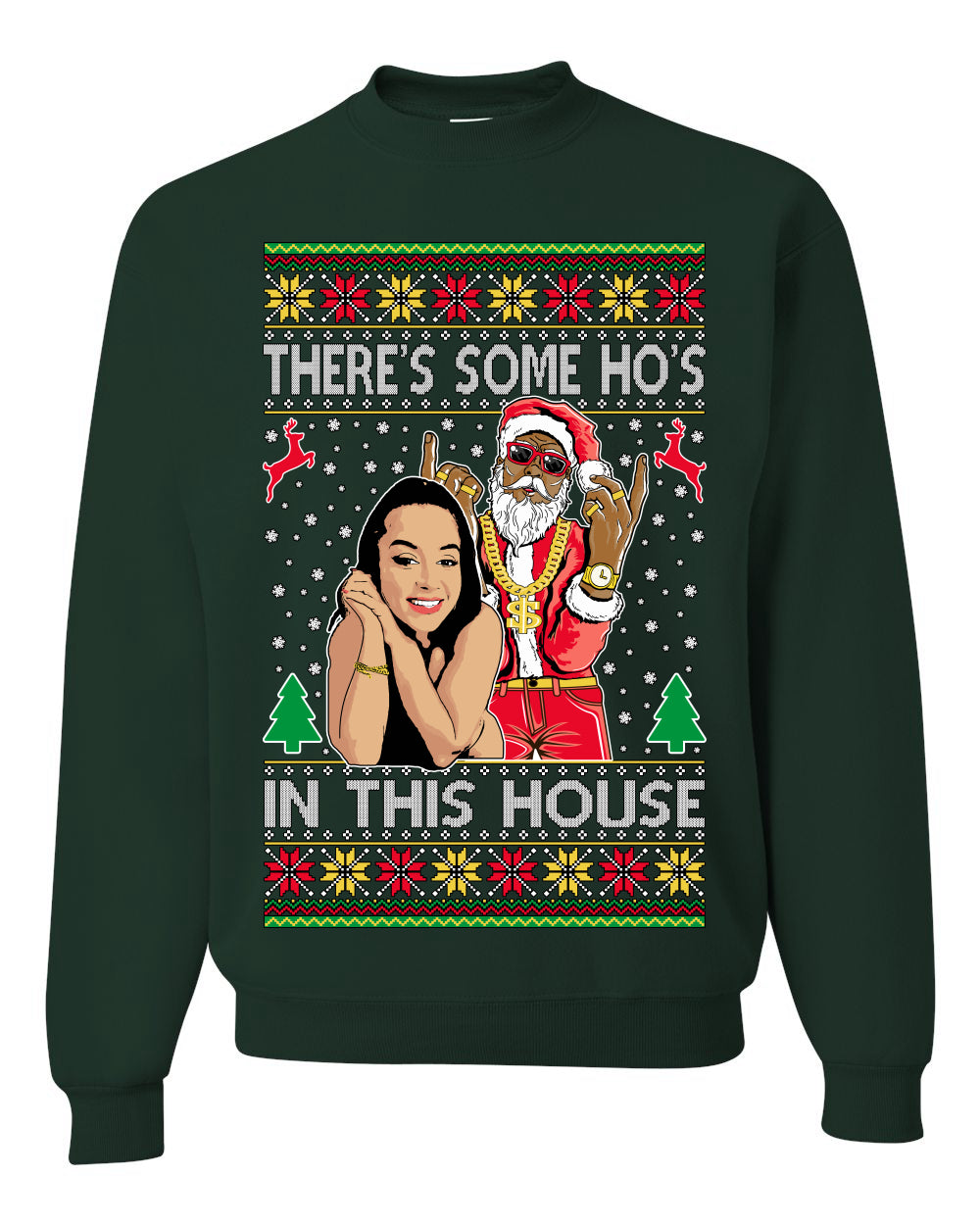 Santa the Plug Hos In This House , Merry Christmas Tee, Ugly Christmas,  Sweater Unisex Crewneck Sweatshirt