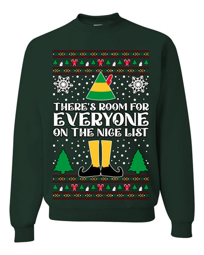 Room For Everyone On The Nice List Christmas Movie Quote, Christmas Gifts, Funny Xmas Gift Idea, Ugly Christmas Sweater Unisex Crewneck Sweatshirt