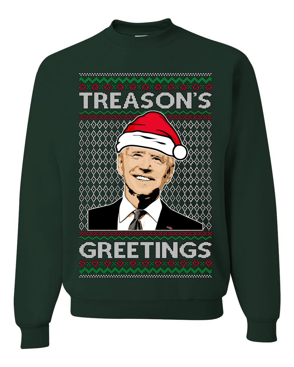 Treason's Greetings Biden President Humor Ugly Christmas Sweater, Christmas Gifts, Funny Xmas Gift Idea, Unisex Crewneck Sweatshirt